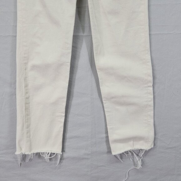 RE/DONE Jeans Size 28 70's Stove Pipe Frayed Ivory High Rise With Stretch - Picture 11 of 14